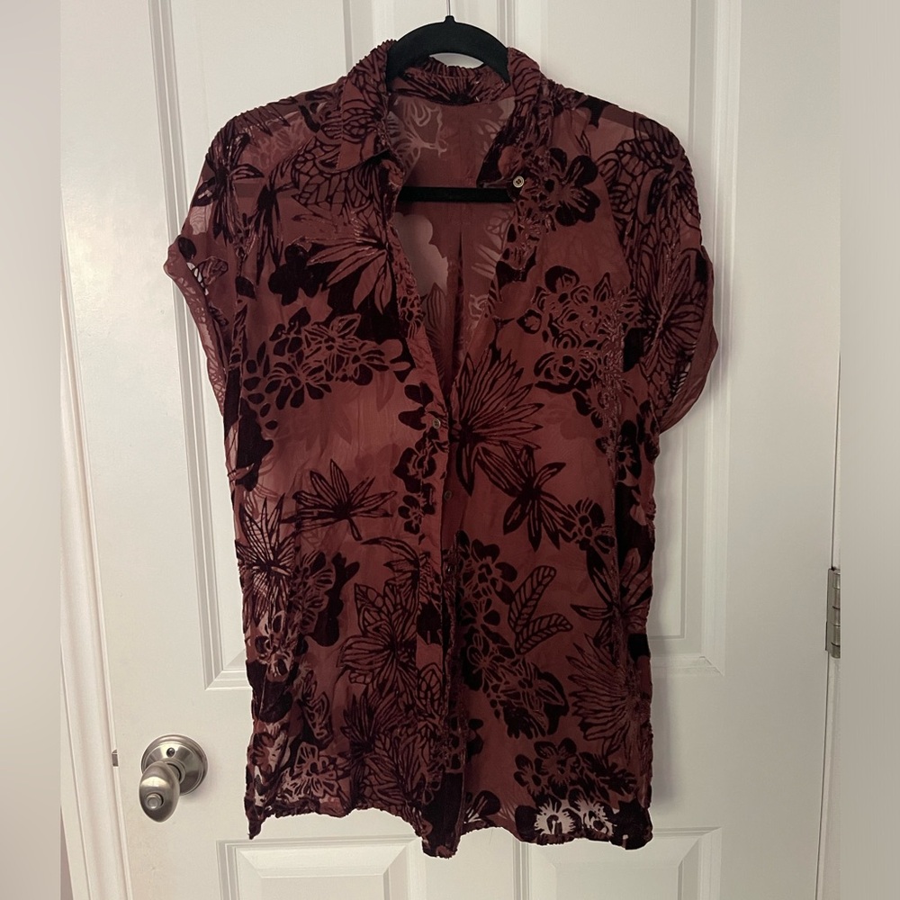 Urban Outfitters | Button Down T-Shirt | Velvet Pattern